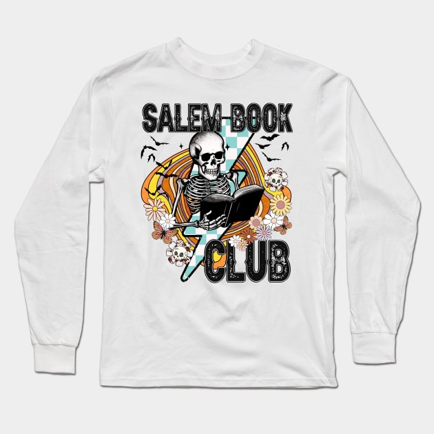 "Salem Book Club" Skeleton Reading Long Sleeve T-Shirt by FlawlessSeams